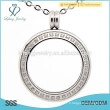 Chine usine directe amour locket bijoux, rond argent flottant image lockets vente chaude